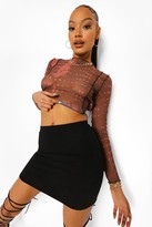 Thumbnail for your product : boohoo Ribbed Split Hem Mini Skirt
