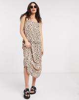 Thumbnail for your product : Topshop dropped waist midi dress in animal print