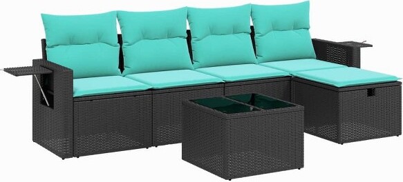 VidaXL vidaXL6PiecePatioSofaSetwithCushionsBlackPolyRattan