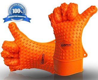 BBQ Like A Real Man - Heat Resistant Silicone BBQ Gloves - ThermoGrip Grillmaster Series - XL/Man-Size