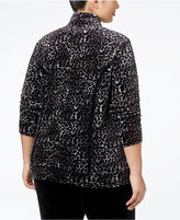 Thumbnail for your product : Karen Scott Plus Size Animal-Print Velour Jacket, Only at Macy's