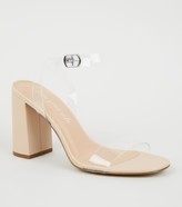 Thumbnail for your product : New Look Leather-Look Clear Strap Block Heels