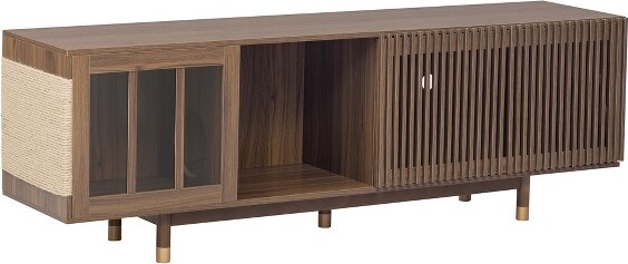 DexmalleMid-CenturyModernstyle2IN1CatFurnitureWalnutTVStandwithCatScratcher