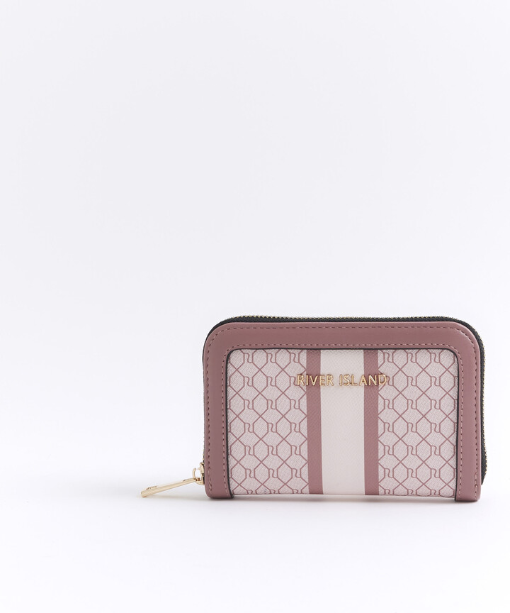 River Island Womens Pink Monogram Stripe Purse ShopStyle Wallets