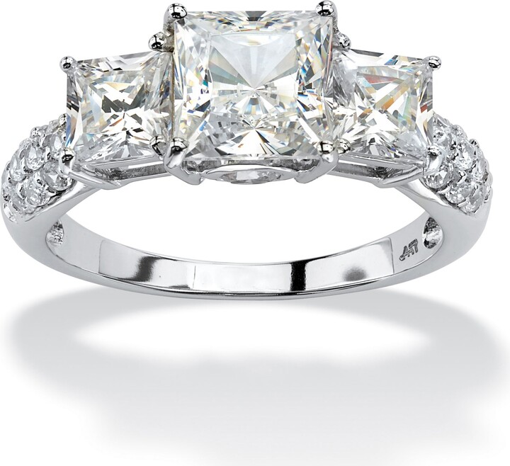 3.06 TCW Princess-Cut Cubic Zirconia Ring in Solid 10k White Gold