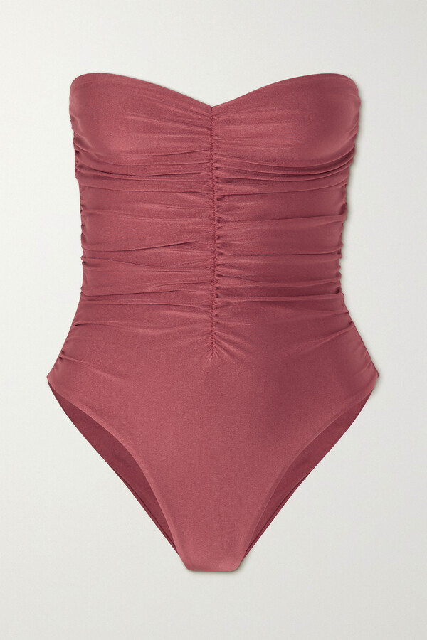 JADE SWIM + Net Sustain Yara Strapless Ruched Swimsuit - Pink - ShopStyle