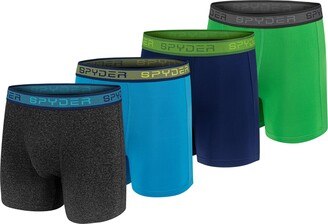 Spyder Mens Boxer Briefs 4 Pack Poly Spandex Performance Boxer Briefs  Underwear (Black Large) - ShopStyle