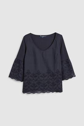 Next Womens Blue Embroidered Long Sleeve Top