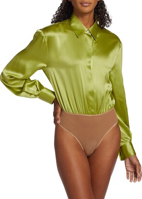 Sergio Hudson Silk Blouse Bodysuit - ShopStyle