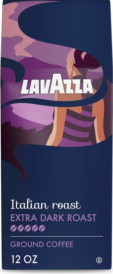 Lavazza Italian Roast Ground Coffee, Extra Dark Roast, 100% Arabica, 12 oz Bag