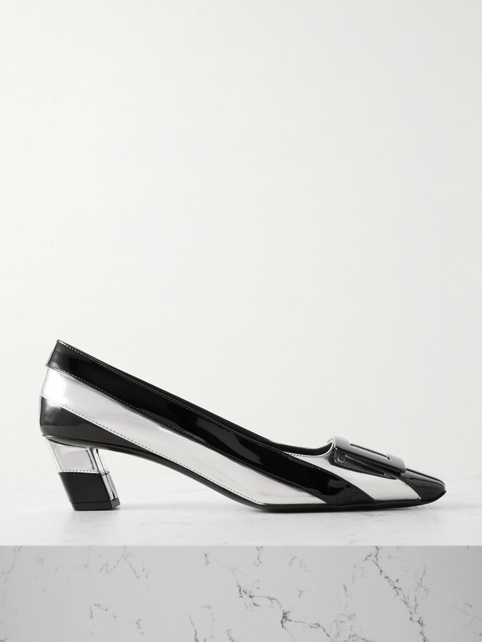 Roger Vivier Belle Vivier 45 Embellished Striped Metallic And Patent-leather Pumps - Silver