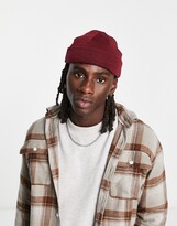 Thumbnail for your product : ASOS DESIGN mini fisherman ribbed beanie in burgundy