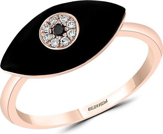 Sparkling Evil Eye open Ring Rose Gold Plated - ADEMA | Zirconia Stones -  Marina Vernicos Collection