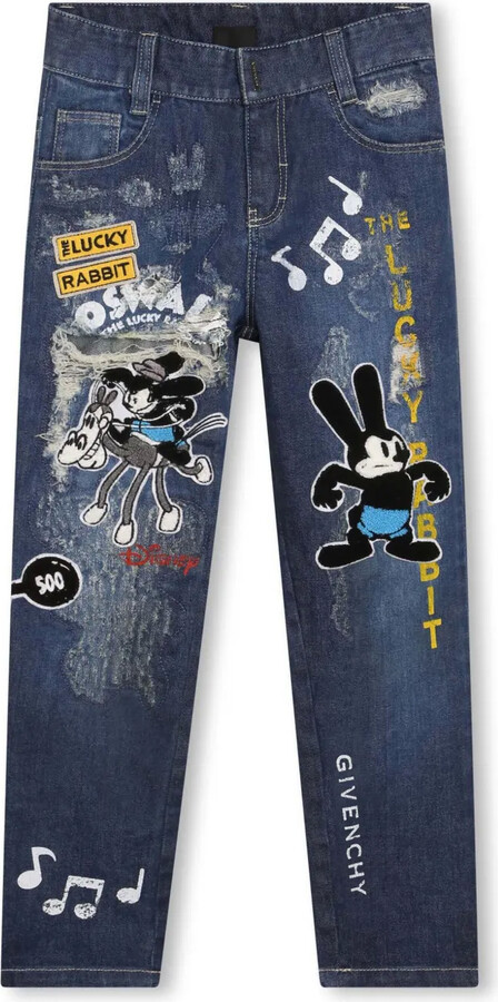 x Disney embroidered straight-leg jeans