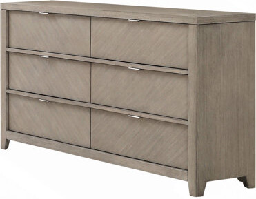 Red Barrel Studio Drawer Dresser, 6-Drawer Dresser With Herringbone Ash Veneer, Transitional Storage Chest, Elegant & Spacious Bedroom Furniture