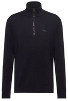 Thumbnail for your product : HUGO BOSS Zip-neck sweater in cotton-blend stretch crepe