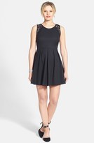 Thumbnail for your product : Lush Lace Trim Pleated Skater Dress (Juniors)