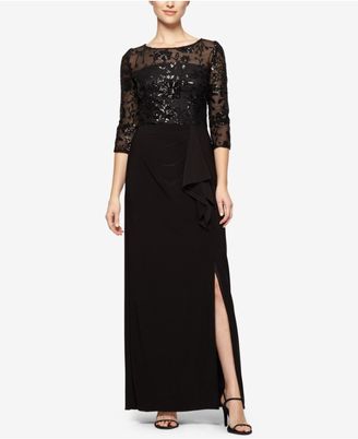 Alex Evenings Sequined Illusion Gown