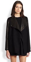 Thumbnail for your product : Theory Naomo Leather-Trimmed Draped Jacket
