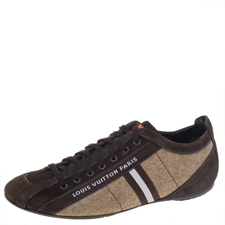 Louis Vuitton Brown/Beige Fabric Leather Mesh and Suede Cosmos Low
