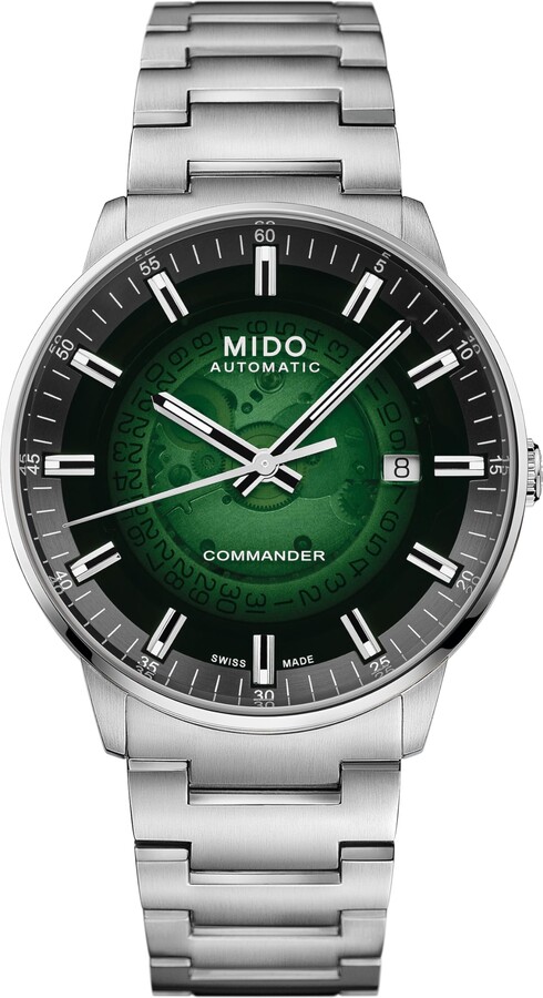 MIDO Commander Gradient - Swiss Automatic Watch for Men - Green See-Through Dial - 40mm Stainless Steel Case and Bracelet - M0214071141103