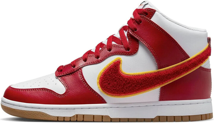 Nike Men's Dunk High 'Chenille Swoosh' DR8805-101 White Gym Red Lifestyle Shoes