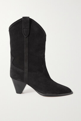 Isabel Marant Luliette Embroidered Suede Ankle Boots - Black