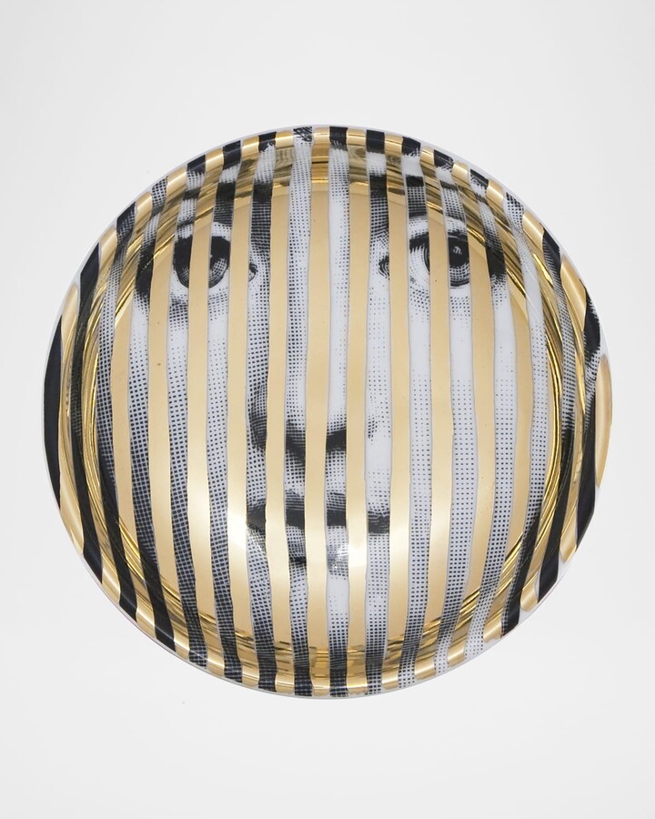 Fornasetti Round ashtray Tema e Variazioni n34 gold stripes