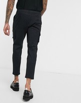 Thumbnail for your product : Mauvais cargo trousers with chain in black pinstripe