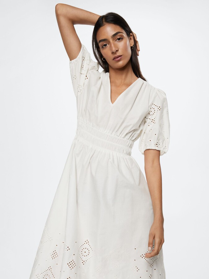 MANGO Elsa Lace Knee Length Dress, White - ShopStyle