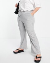 Thumbnail for your product : ASOS Curve DESIGN Curve flare trackies with pintuck in grey marle