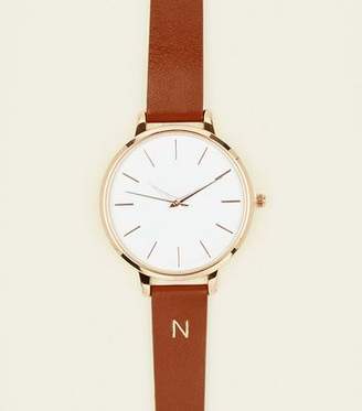 New Look Tan N Initial Leather Watch