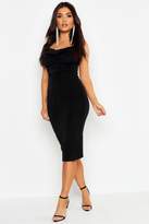 Thumbnail for your product : boohoo Textured Slinky Cowl Front Midi Dress