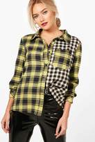 Thumbnail for your product : boohoo Emery Gingham & Check Asymetric Shirt
