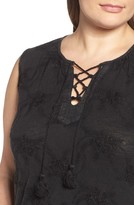 Thumbnail for your product : Lucky Brand Plus Size Women's Embellished Lace-Up Cotton Peplum Tank