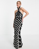 Thumbnail for your product : ASOS DESIGN fringe and stud embellished panelled maxi dress