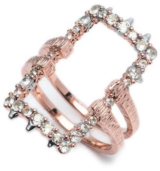 Alexis Bittar Crystal Encrusted Oversize Link Ring
