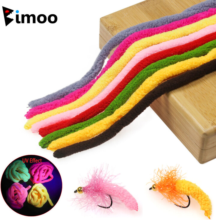 Bimoo 8Meters UV Fly Tying Mop Chenille Mop Fly StoneFly Emerging Caddis Nymphs Egg Fly Trout Fishing Lures Fly Tying Material