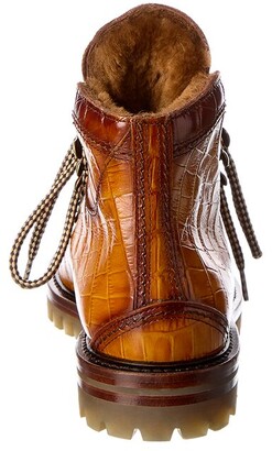 Antonio Maurizi Low Croc-Embossed Leather Hiking Boot