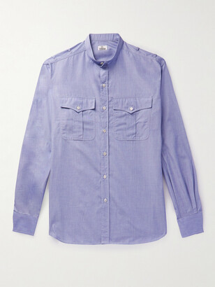 Sebline Safari Grandad-Collar Cotton-Poplin Shirt