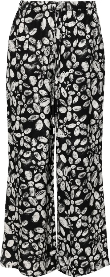 Marni Floral Crepe Straight Trousers