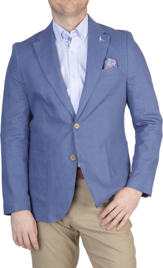 Tailorbyrd Solid Notch Lapel Linen Blend Sport Coat