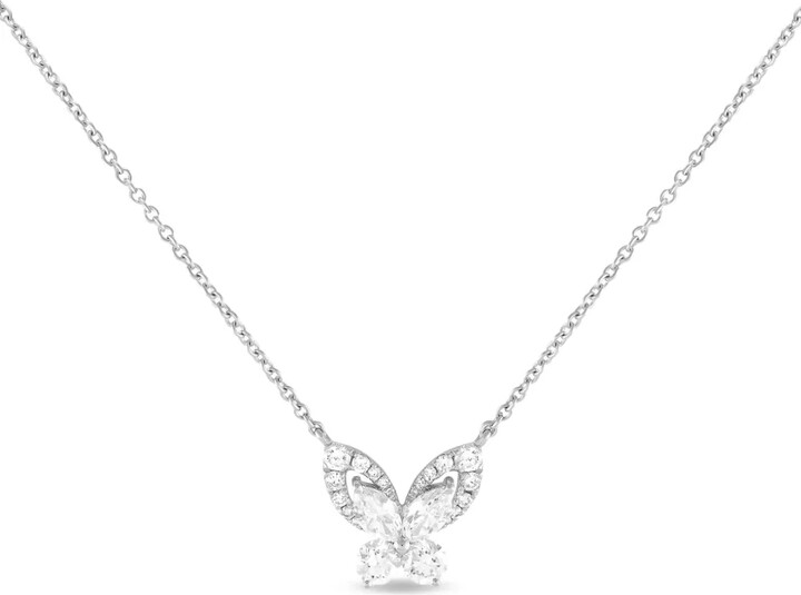 LB Exclusive 18kt White Gold Diamond Butterfly Pendant Necklace
