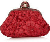 Thumbnail for your product : Dolce & Gabbana Dea small ayers-trimmed lace and velvet clutch