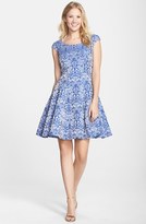 Thumbnail for your product : Betsey Johnson Jacquard Cap Sleeve Fit & Flare Dress