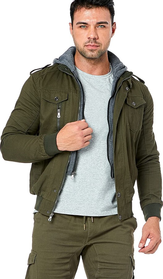 CARWORNIC Men's Cotton Military Jacket Lightweight Casual Army Jacket  Outdoor Windbreaker Cargo Coat with Removable Hood Windproof hooded Working  Jackets Spring Autumn Winter Flight Tactical Coat - ShopStyle