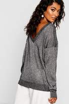 Thumbnail for your product : boohoo Metallic Sweater With V Neck