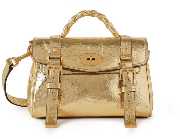 Mulberry Mini Alexa Gold Crushed Metallic Leather ShopStyle