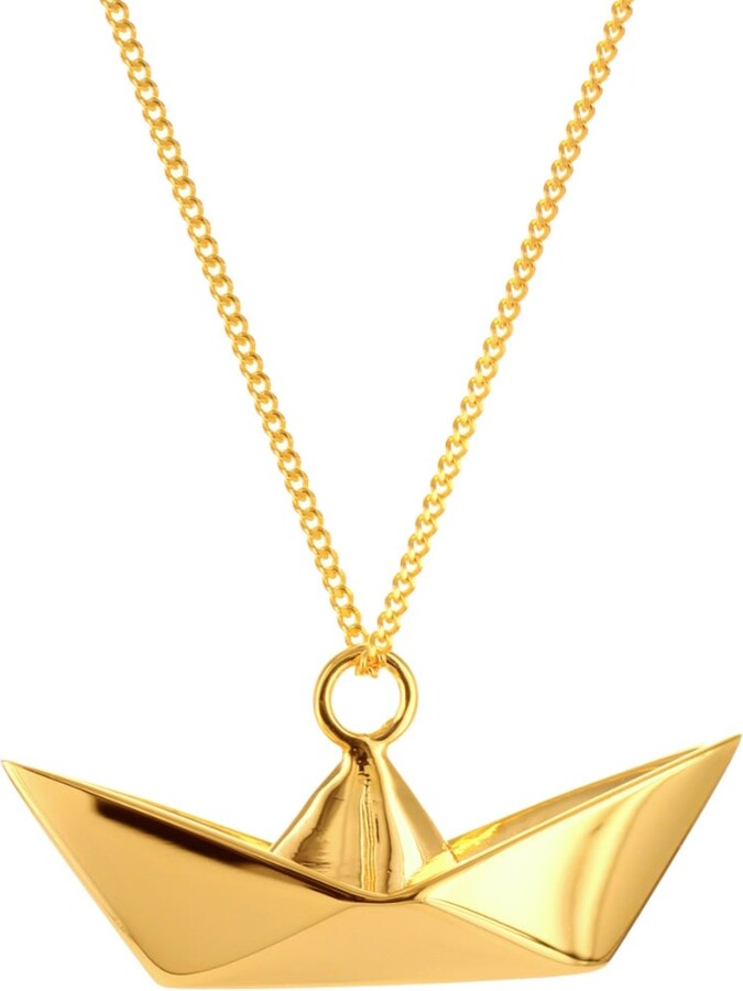 Origami Jewellery Boat Necklace Gold