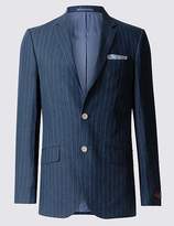 Thumbnail for your product : Marks and Spencer Pure Linen Striped Tailored Fit Jacket